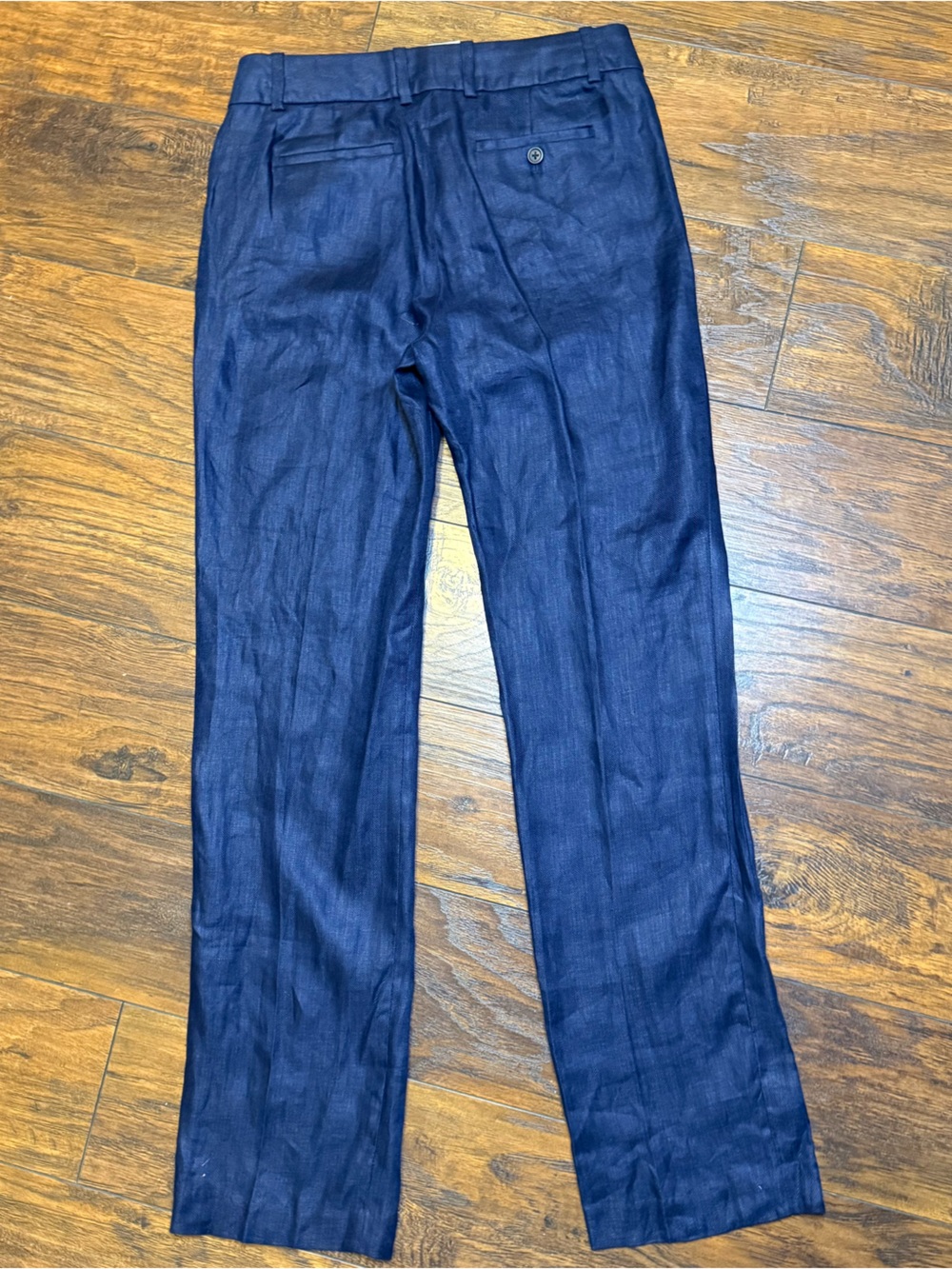 J Crew Bristol Slim 100% linen trouser Straight leg Pants Size 2 NAVY $128 NWOT - Picture 3 of 15